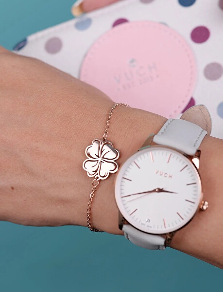 Pozlacená náramek pro štěstí se čtyřlístkem Glee Rose Gold