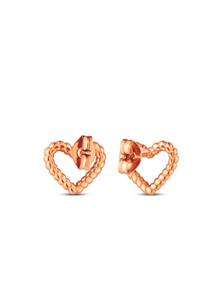 Pozlacené náušnice Srdíčka Arisca Rose Gold