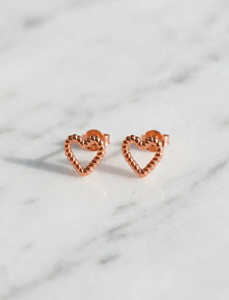 Pozlacené náušnice Srdíčka Arisca Rose Gold