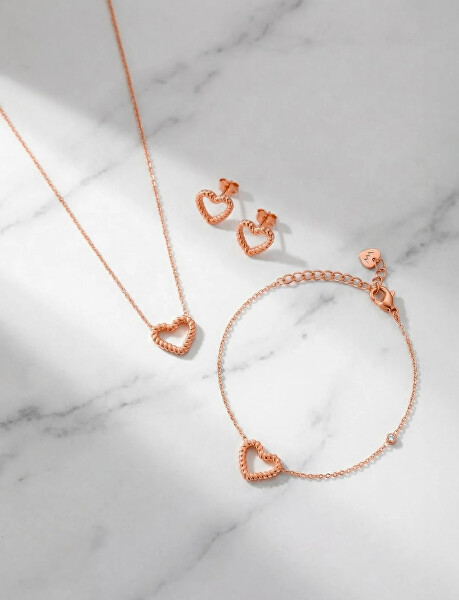 Pozlacené náušnice Srdíčka Arisca Rose Gold