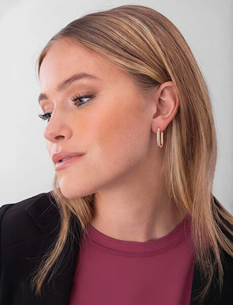 Pozlátené oválne náušnice Alira Rose Gold