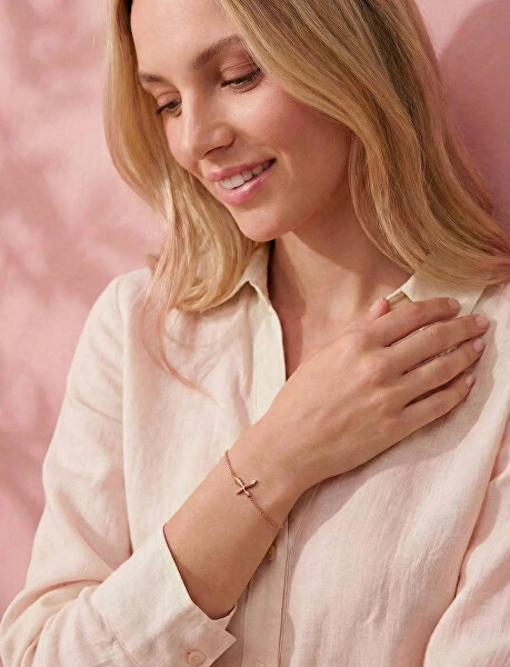 Pozlacený náramek s motýlkem Elaria Rose Gold