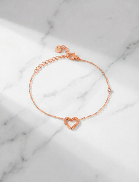 Pozlacený náramek se srdcem Arisca Rose Gold