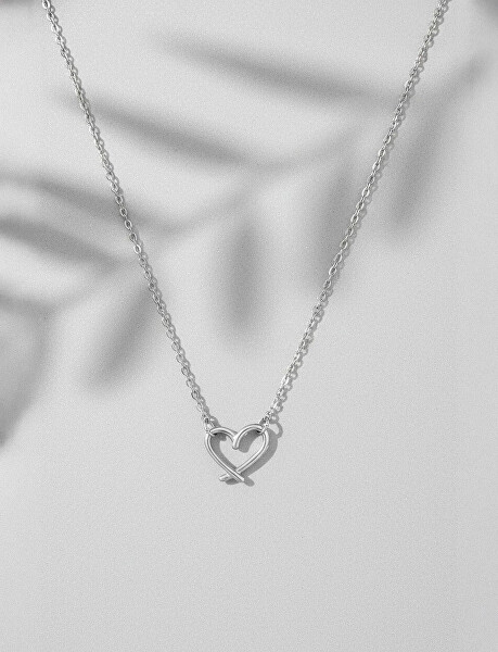Půvabný ocelový náhrdelník Srdíčko Emery Silver