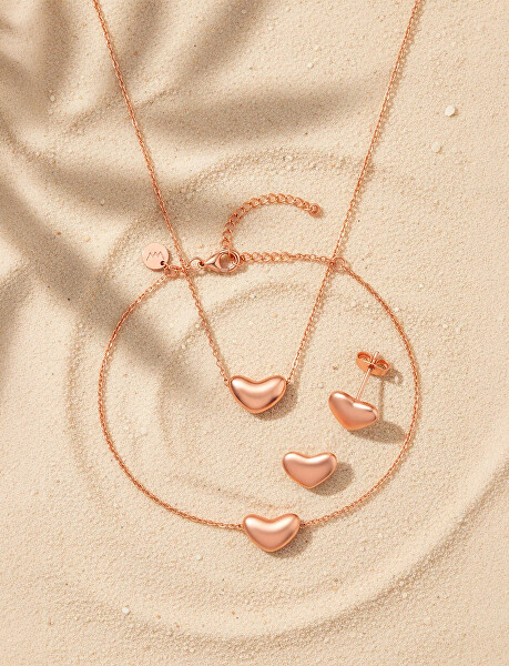 Romantické pozlacené náušnice srdíčka Amoria Rose Gold