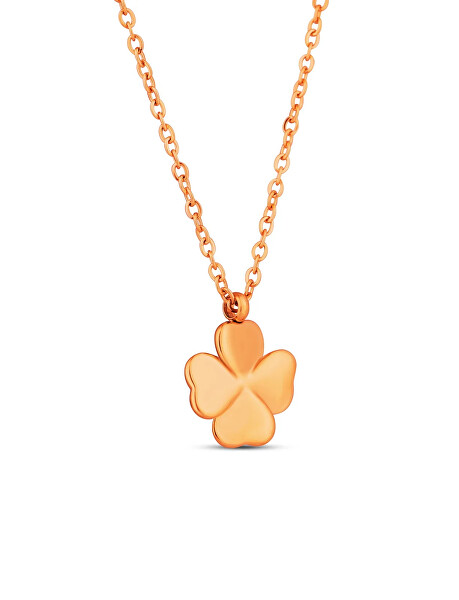 Slušivý pozlacený náhrdelník Čtyřlístek Fouria Rose Gold