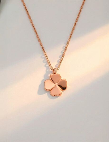 Slušivý pozlacený náhrdelník Čtyřlístek Fouria Rose Gold