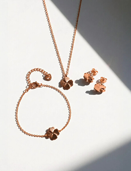 Slušivý pozlacený náhrdelník Čtyřlístek Fouria Rose Gold