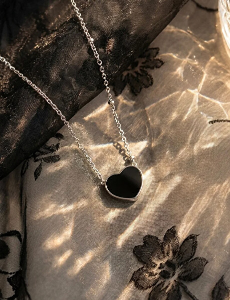 Srdečný oceľový náhrdelník Sophie Heart Black