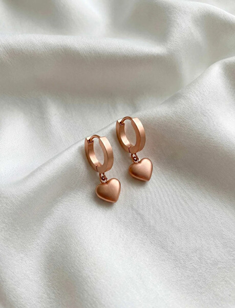 Srdíčkové náušnice z pozlacené oceli Nyvella Rose Gold