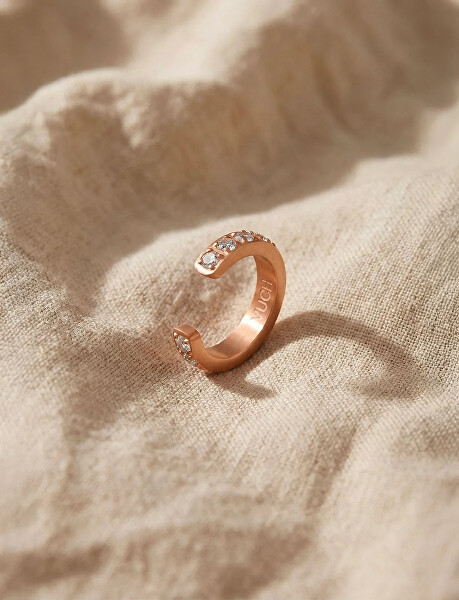 Třpytivá single pozlacená záušnice Thal Rose Gold