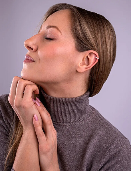 Třpytivá single záušnice z oceli Thal Silver