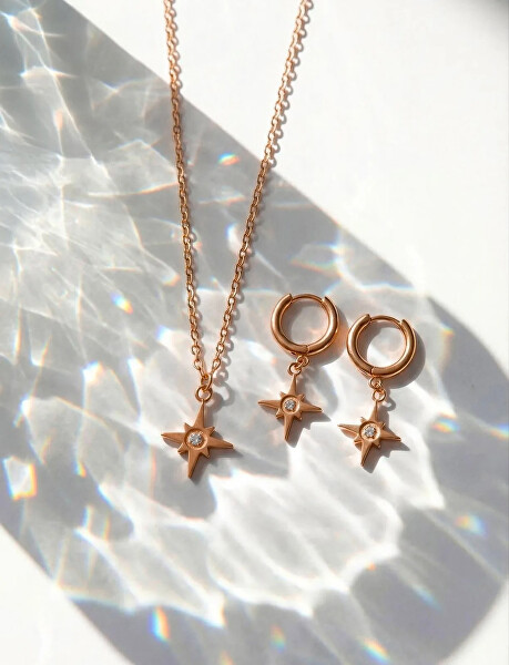 Třpytivý pozlacený náhrdelník Hvězda Staria Rose Gold