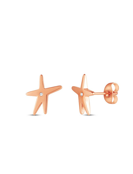 Blyštivé pozlacené náušnice Hvězdičky Nyxa Rose Gold