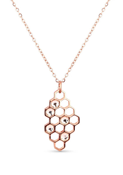 Dizajnový bronzový náhrdelník Bee Rose gold