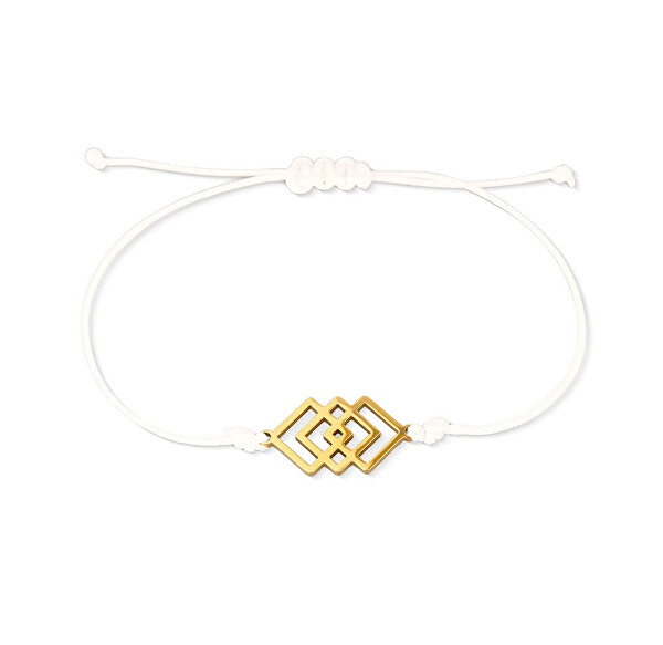 Elegantes weißes Kabbalah-Armband Gold Carica