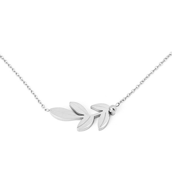 Elegantní ocelový náhrdelník Silver Big Leaf