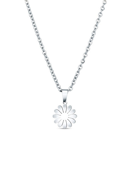 Krásny oceľový náhrdelník Kvetina Riterra Silver