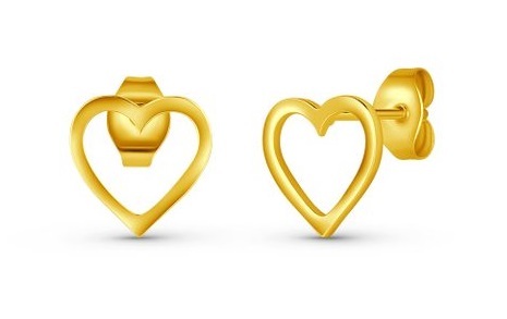 Orecchini minimalisti placcati in oro Cuori Vrisan Gold