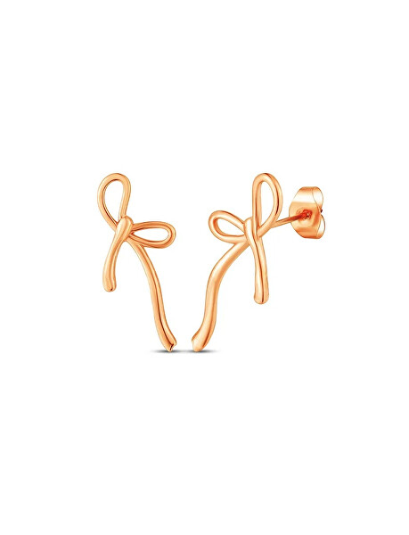 Moderní pozlacené náušnice Mašličky Stellara Rose Gold