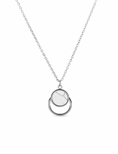 Módní ocelový náhrdelník s mramorem Silver Hirea