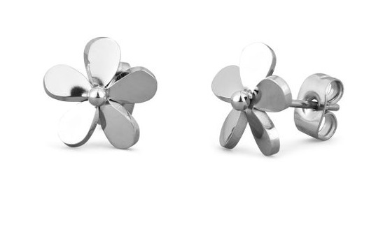 Gyönyörű acél fülbevaló Virágok Fleurette Silver