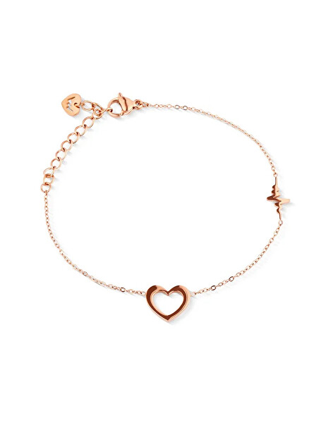 Náramek s motivem srdce a tepu Glimmer Rose Gold