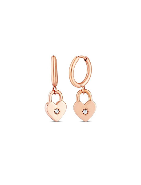 Náušnice se zámkem ve tvaru srdce Zibella Rose Gold