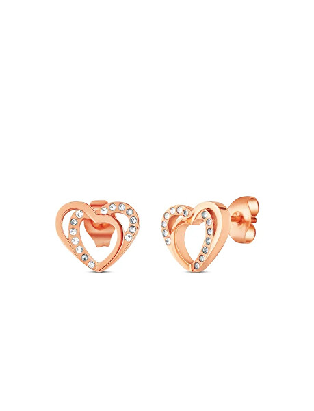 Náušnice ve tvaru srdce Costalla Rose Gold