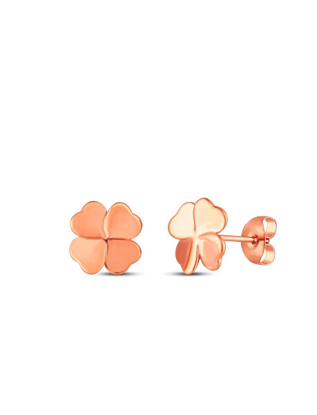 Něžné pozlacené náušnice Čtyřlístek Fouria Rose Gold