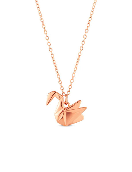 Ocelový náhrdelník Origami labuť Steya Rose Gold