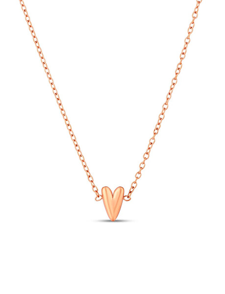 Ocelový náhrdelník s designovým srdcem Amora Rose Gold