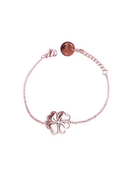 Pozlacená náramek pro štěstí se čtyřlístkem Glee Rose Gold