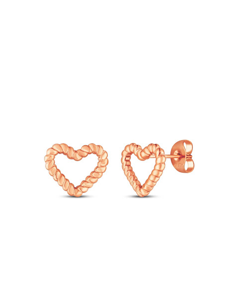 Pozlacené náušnice Srdíčka Arisca Rose Gold