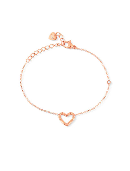 Pozlacený náramek se srdcem Arisca Rose Gold