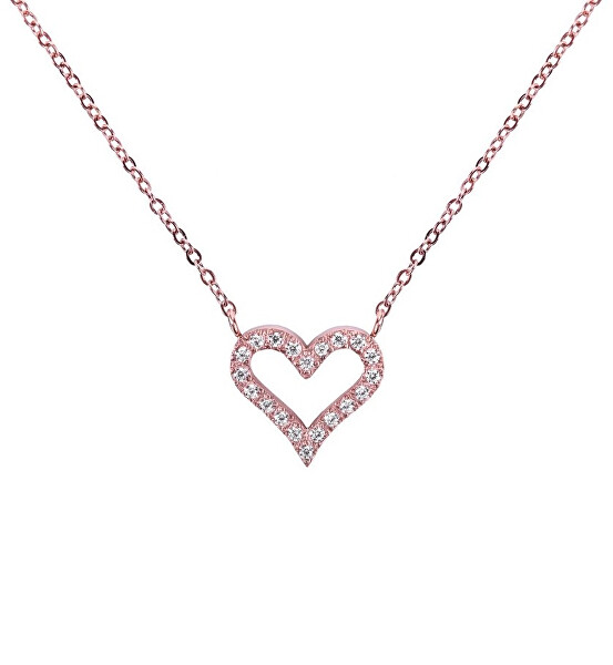 Romantický oceľový náhrdelník s kryštálmi Rose Gold Stipe