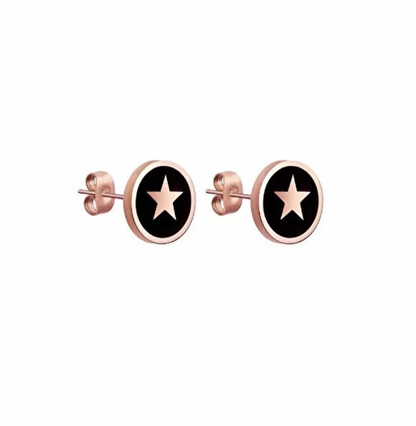 Rózsaszín aranyozott fülbevaló csillagokkal VE10102R