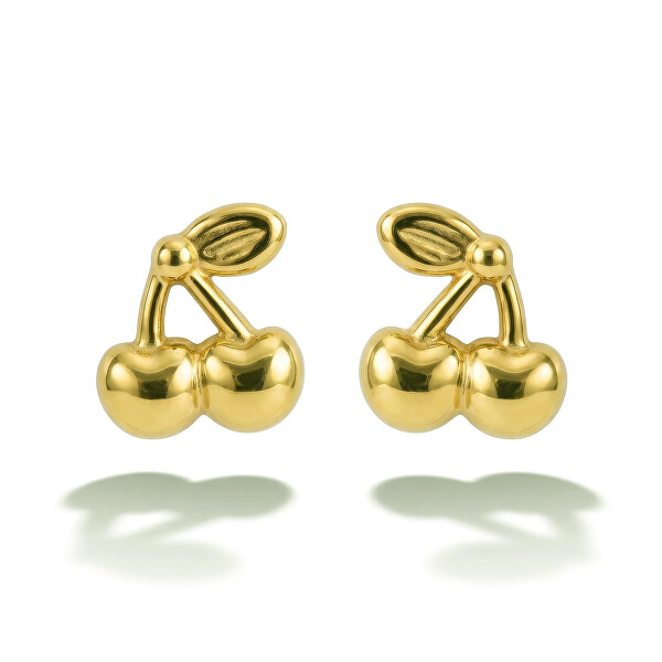 Hravé pozlátené náušnice Cherry Gold VWE260763G