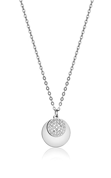 Pôvabný oceľový náhrdelník s príveskami VN1099S