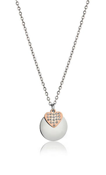 Romantický oceľový bicolor náhrdelník s kryštálmi VN1100SR