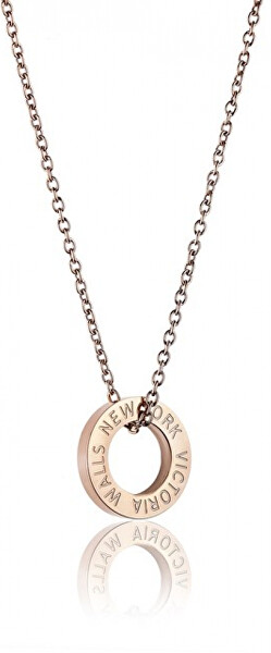 Růžově pozlacený ocelový náhrdelník VN1054R