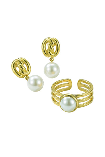 Set pozlacených šperků VWS260857G (prsten, náušnice)
