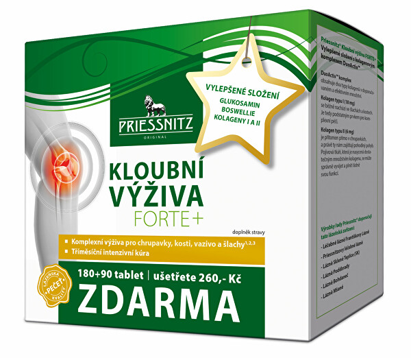 Priessnitz kĺbová výživa Forte + kolagény 180 tbl. + 90 tbl. ZADARMO