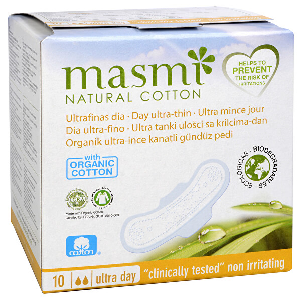 Ultratenké vložky MASMI z organické bavlny s křidélky 10 ks