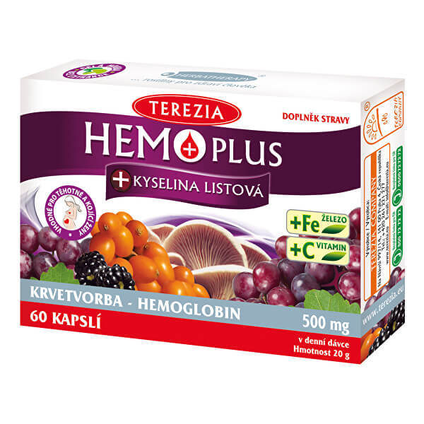 Hemo Plus + kyselina listová 50 kapslí + 10 kapslí ZDARMA