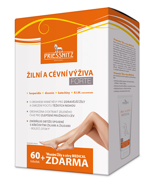 Priessnitz Žilní a cévní výživa Forte 60 tob. + PRIESSNITZ® Žíly a cévy Medical 125 ml ZDARMA