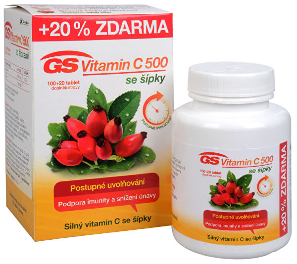 GS Vitamin C 500 + šípky 100+20 tablet ZDARMA