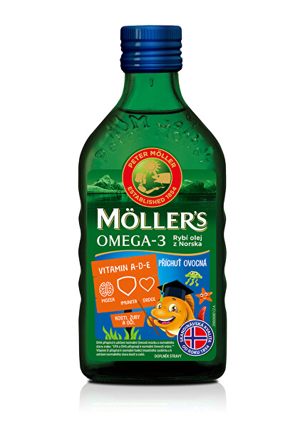 Möller`s rybí olej z tresčej pečene z Nórska s prírodnou ovocnou príchuťou 250 ml