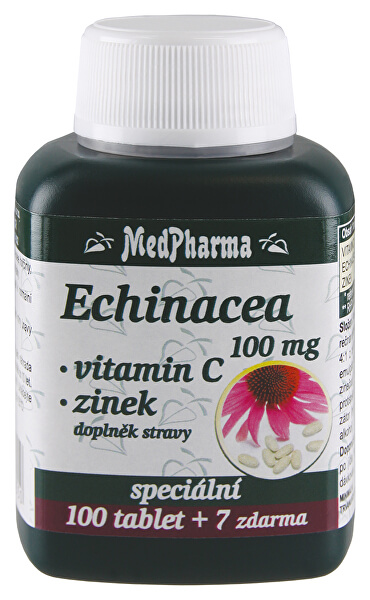 Echinacea 100 mg + vitamín C + zinek 100 tbl. + 7 tbl. ZDARMA