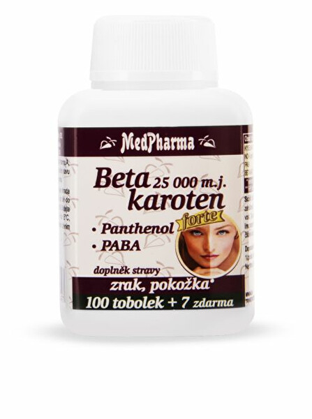 Beta karoten 25 000 m.j. + panthenol + PABA 30 tob. + 7 tob. ZDARMA